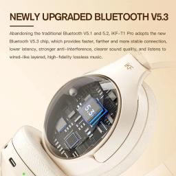 Auscultadores sem fios Bluetooth, auriculares com fio, cancelamento de ruído, fone de ouvido Hi Fi Gaming, chamada ENC, 100 horas Playtime, Pro Over, IKF-T1 - Image 5