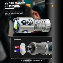 Lanterna LED recarregável USB com lâmpada lateral RGB, Cap Clip Torch com ímã, Poderoso 2000 Lumens, Caminhadas ao ar livre e Camping - Image 6