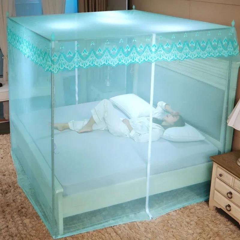 Mosquiteiro com suporte de aço inoxidável Zipper Lace Redes de cama queen românticas Tenda anti-insetos para cama individual e dupla - Image 1