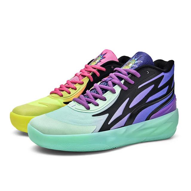 Tênis de Basquete Masculino Chama: Respirável, Mid Cut, Amortecimento e Estilo Casual 2.0