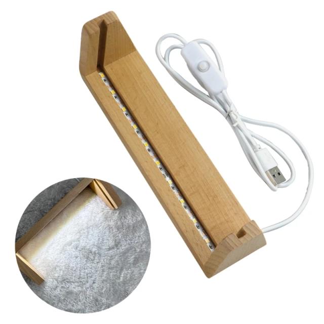 Suporte de Exibição em Madeira com Luz LED Quente para Quadros e Arte - Pedestal Prático com Cabo USB