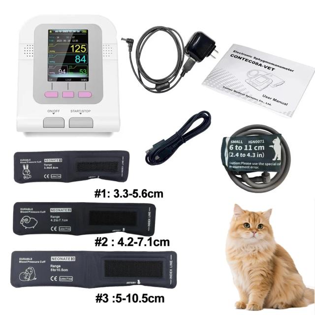 Contec Esfigmomanômetro Eletrônico Vet Monitor Pressão Arterial Digital para Pets
