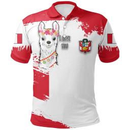 Peruano masculino Esportes Solto Polo, Streetwear Casual Verão, Moda Fitness Jersey, Esportivo de grandes dimensões Camisetas, Lapel - Image 1