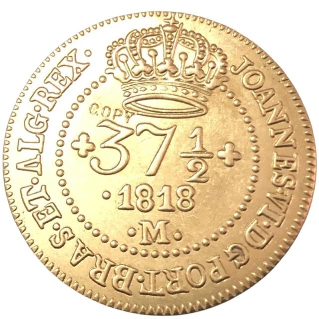 Moeda Cópia de Cobre de 1818: Vintém de João VI - Brasil 37 1/2 Réis em Ouro