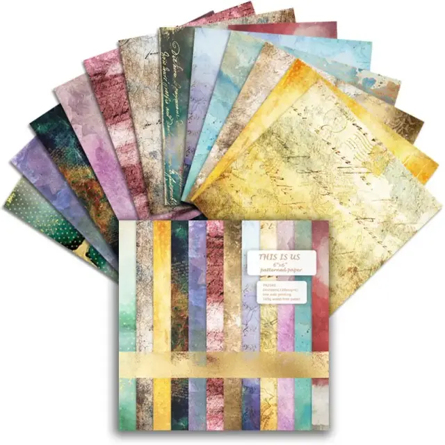 Bloco de Papel Artesanal para Scrapbooking 2023 com 24 Folhas em Estilo Exclusivo