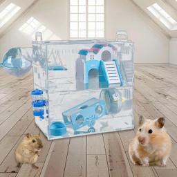 Área de jogo clara da gaiola para animais pequenos, casa do hamster, fácil limpa, animal pequeno, gerbil, gerbos, hamsters, ratos - Image 4