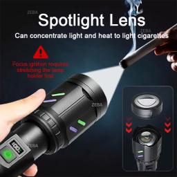Lanterna led super poderosa, pode acelerar folhas, chama, tocha tática, à prova d'água, recarregável, lâmpada de trabalho ao ar livre, acampamento - Image 3