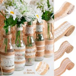 Natural Juta Serapilheira Laço Fita Com Laço Branco Rústico Vintage Wedding Decoração Tecido Fitas para Artesanato Wedding Bow Ribbons - Image 2