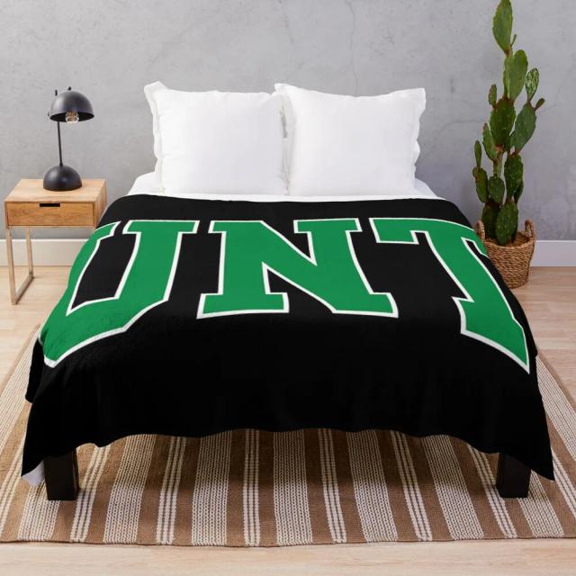 Cobertor Decorativo de Pelúcia da Universidade do Norte do Texas para Cama e Sofás