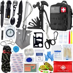 Kit de sobrevivência e kit de primeiros socorros, equipamento profissional de sobrevivência com bolsa molle para homens, pai, marido, que gosta de acampamento ao ar livre - Image 1