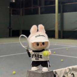 Para 17cm labubu boneca conjunto de roupas tênis camiseta chapéu calças saia sapatos roupa labubu 3.0 bonecas roupas diy brinquedos acessórios - Image 3