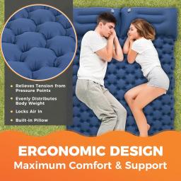 Colchão inflável para dormir com travesseiro, Air Mat, Barraca de acampamento, Almofada para dormir ao ar livre para viagens, Mochila, Caminhadas - Image 3
