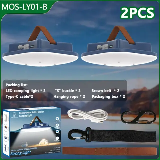 Lanterna LED Recarregável Solar para Camping com Imã e 4 Opções de Iluminação, Ideal para Emergências e Atividades ao Ar Livre