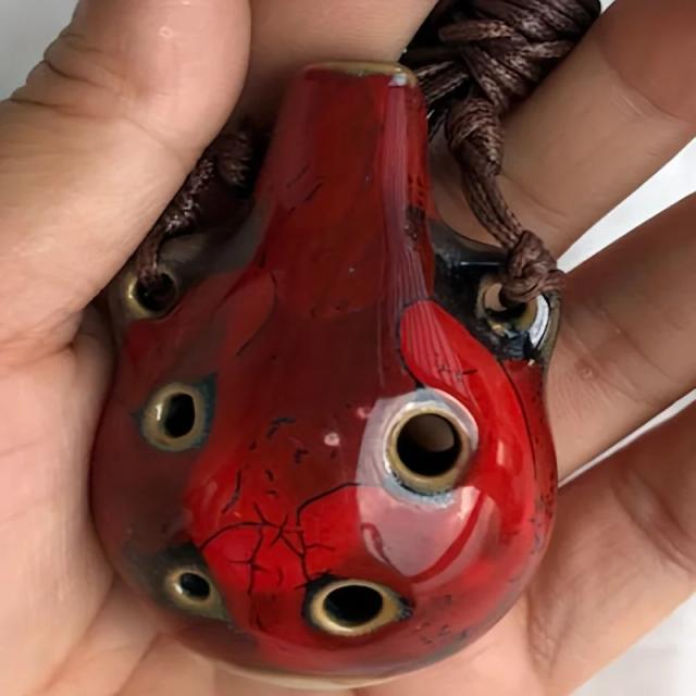 Ocarina Chinês de Cerâmica 2024 com 6 Buracos - Flauta Multi-Tom Artesanal para Presentes e Acessórios Vintage