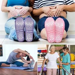 Meias Grip para mulheres, antiderrapante, listras duplas, meias para Pilates, ioga, treino, balé, meias atléticas - Image 4