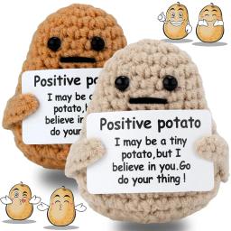 Boneca De Tricô De Lã De Pelúcia com Cartão, Bolso De Abraço De Batata, Mini Boneca Artesanal, Presente De Natal Engraçado, Decoração De Quarto De Casa, Energia Positiva, Novo - Image 1