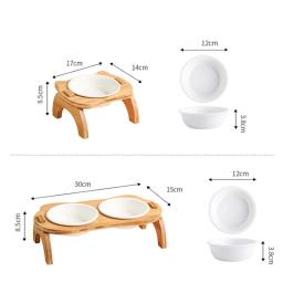 Alimentador elevado para cães e gatos, tigela de bambu, à prova de vazamentos, ideal para filhotes e gatos - Image 6