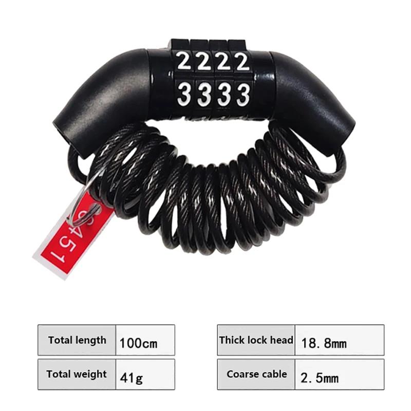 Portátil anti-roubo bloqueio para mtb, bloqueio do cabo de segurança, combinação código cadeado, acessórios de bicicleta, 1pc - Image 1