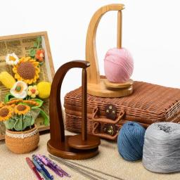 Suporte De Bola De Fio De Costura De Madeira Ferramentas De Tricô De Fiação Suporte De Fio De Crochet Carretel De Linha Rotativa Enrolador de bola Giratório Giratório - Image 3