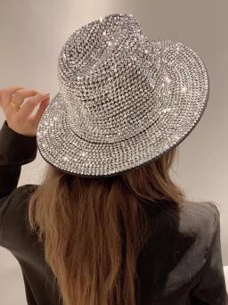 Jazz Hat com Diamante Cheio De Topo, Chapéus Brilhantes, Jazz Hat, Performance Stage Show, Carnaval, Moda Estrelas - Image 4