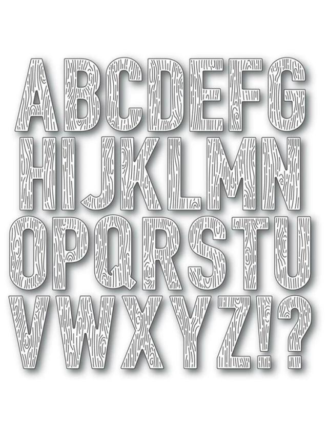 Estêncil de Grão de Madeira com Letras do Alfabeto em Metal para Scrapbooking e Artesanato Criativo
