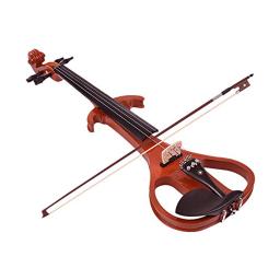 Tamanho completo 4/4 violino elétrico silencioso corpo solidwood 4/4 violino brazilwood arco corda cabo de conexão ponte carry caso vermelho - Image 2