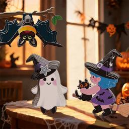 Crianças dos desenhos animados halloween 3d tridimensional quebra-cabeça brinquedos diy quebra-cabeça papel criativo bruxa fantasma morcegos modelo montagem brinquedos - Image 1