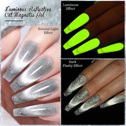 LILYCUTE-Esmalte em Gel Magnético Cat, Nail Art Halloween, Brilha no Escuro, Luminoso, Semi Permanente, Gel UV, 7ml - Image 3