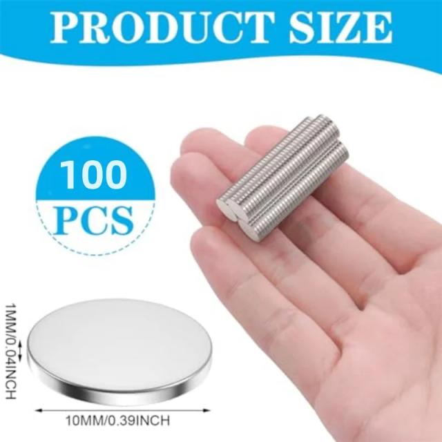 Disco Magnético Redondo Slim de 10x1mm para Artesanato e Escritório
