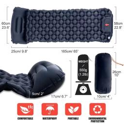 Auto Inflável Esteira De Dormir Com Travesseiros, Almofada De Dormir De Acampamento, Esteira de ar Ultraleve, Bomba Infladora Embutida, Colchão Inflável - Image 2
