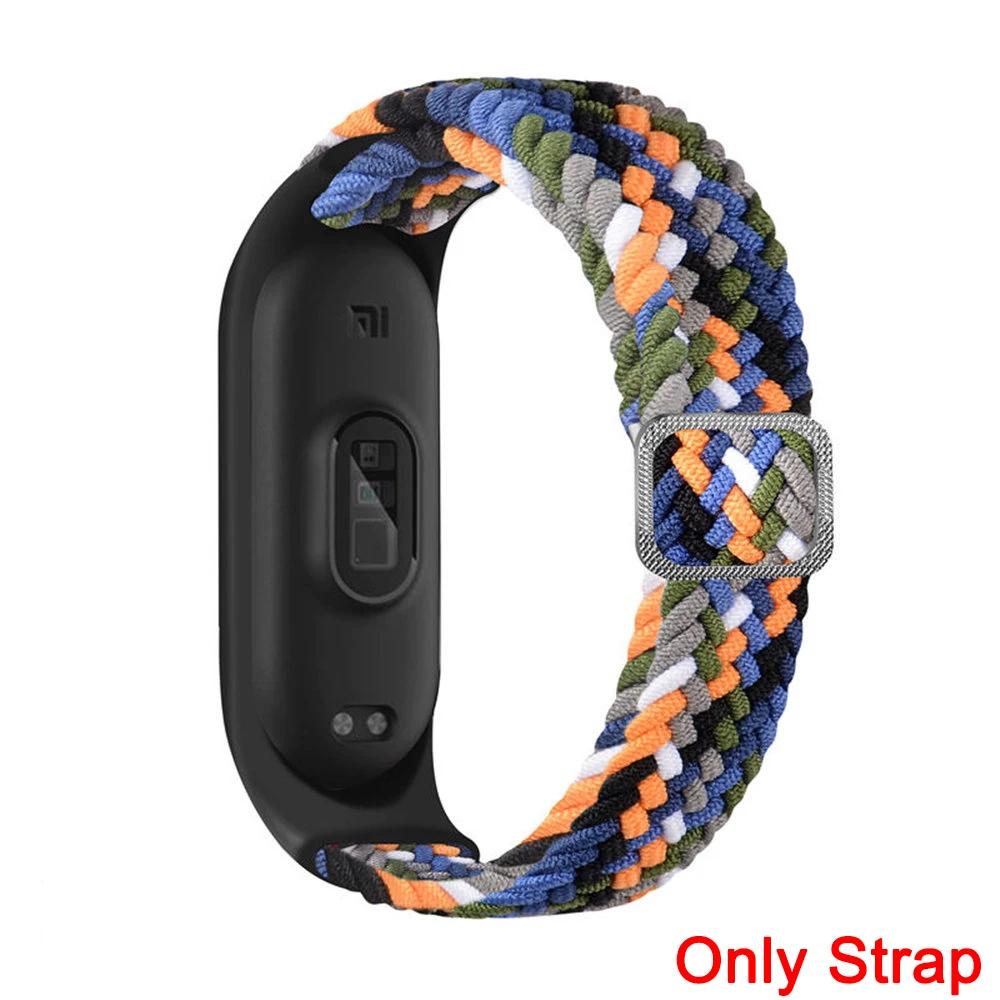 Elástico Ajustável Nylon Trançado Pulseira, Pulseira para Xiaomi Mi Banda 3, 4, 5, 6, 7 Strap, Miband 5 - Image 1