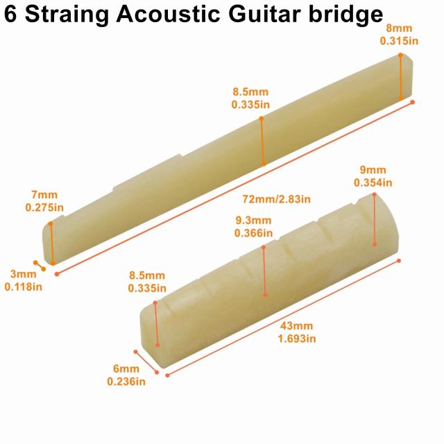Guitarra Clássica Acústica Miwayer com Ponte e Sela de Osso Real, Ideal para Cordas 6-12, Par de Peças Unbleached