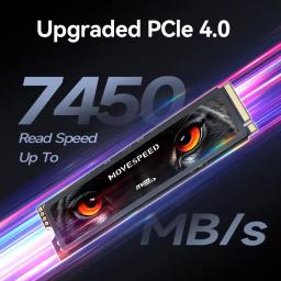 Movespeed 4tb 7450 mb/s ssd nvme m2 pcie 4.0x4 2280 unidade de estado sólido chip tlc disco rígido interno para computador pc ps5 - Image 2
