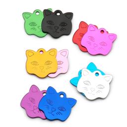Placa de alumínio personalizada para animais de estimação, Cat Face ID Tag, gatinho Anti-Lost Collar, gravura, atacado, 100pcs - Image 6