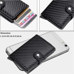 Suporte de cartão de crédito de fibra de carbono masculino carteira de metal inteligente RFID pop-up fino fino bolsa preta pequena estojo de metal - Image 5