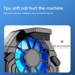 Dual Fan Gaming Cooling Radiator, Plug-in, Tipo-C, Recarregável Jogo dissipador de calor com luz azul para Android, Dual Fan - Image 5