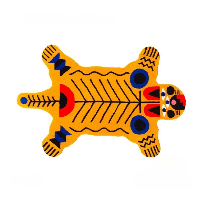 Rosa jacaré forma tapete para o quarto, tapete decorativo bonito, padrão étnico geométrico, animal tribal, tigre laranja - Image 1