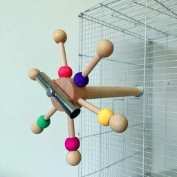 Brinquedo de forrageamento papagaio com bolas giratórias, carrinho de madeira interativo do pássaro, brinquedo colorido para pombinhos, produtos para animais de estimação - Image 2