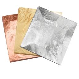200 folhas 16cm imitação de ouro prata cobre 3 cores ofícios folha papel artesanato pintura papel decorativo arte artesanato - Image 1