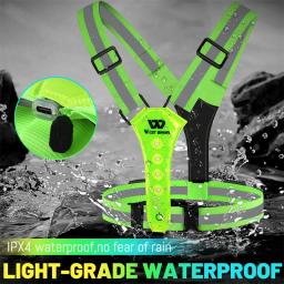 West Biking-Colete Refletivo com Luz LED, Colete Ajustável, Aviso Noturno, Carga USB, Trabalho, Pesca, Esportes, Correndo, Ciclismo - Image 4