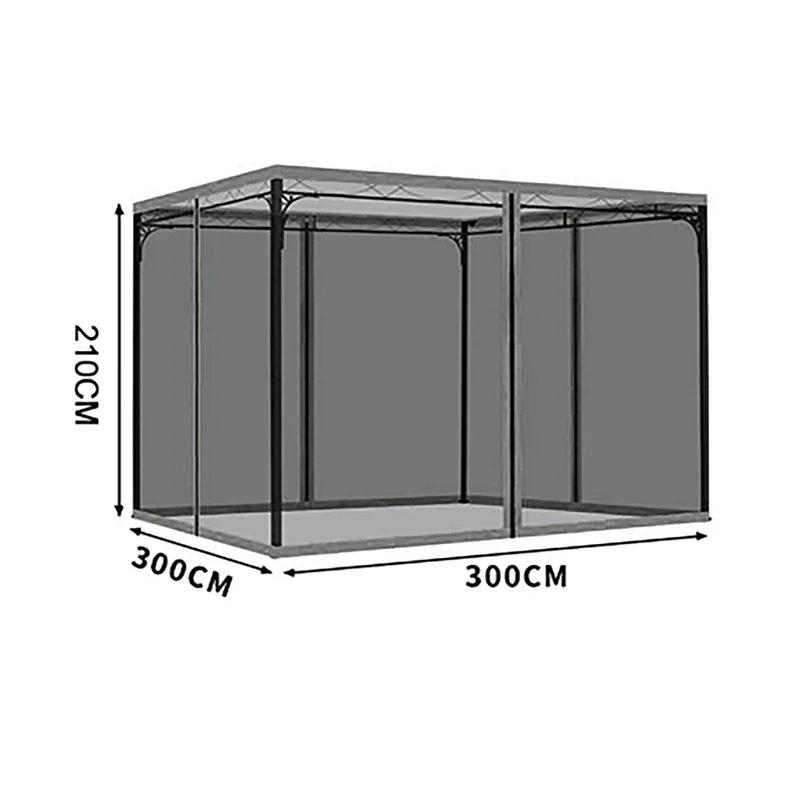 Gazebo ao ar livre de 4 portas mosquiteiro cortina lateral com zíperes tela de rede de dossel de substituição universal para pátio de jardim - Image 1