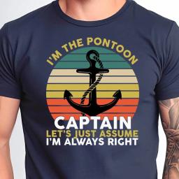 Na camisa do capitão T do pantão, Âncora náutica do velejador, Proprietário engraçado do barco, Pontão Baoting, Homem - Image 1