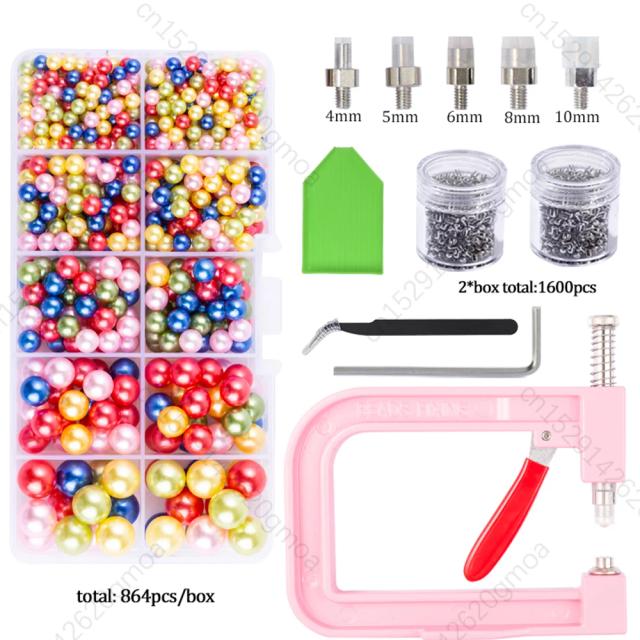 Máquina Manual para Fixação de Pérolas e Rebites - Ideal para Artesanato em Roupas, Couro, Jaquetas, Pulseiras e Bolsas
