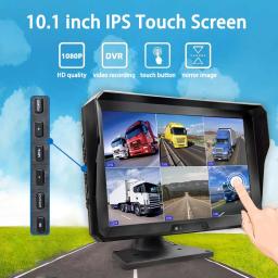 10,1 polegadas 6 canais sistema de monitor de câmera de veículo tela sensível ao toque 1080 p ahd câmeras de backup invertendo estacionamento dvr para caminhão/ônibus/rv suporte full hd Visão Noturna Starlight - Image 2