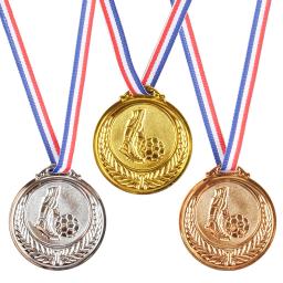 Prêmio Medalhas com Fita Do Pescoço, Ouro, Prata, Bronze, Prêmio, Vencedor Plástico, Competição Esportiva, 6,5 cm, 3Pcs - Image 2