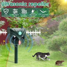 Solar Ultrasonic Animal Repeller, IPX4 Ultra Sonic, Outdoor Pest Scare, Repelente de Roedores, PIR, Cão, Gato, Guaxinim, Novo - Image 2