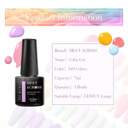 MEET ACROSS 7ml Gel Unha Polonês Primavera 140 Cores Para Decoração de Outono Semi Permanente Fosco Top Coat Nail Art Verniz em Gel UV - Image 5