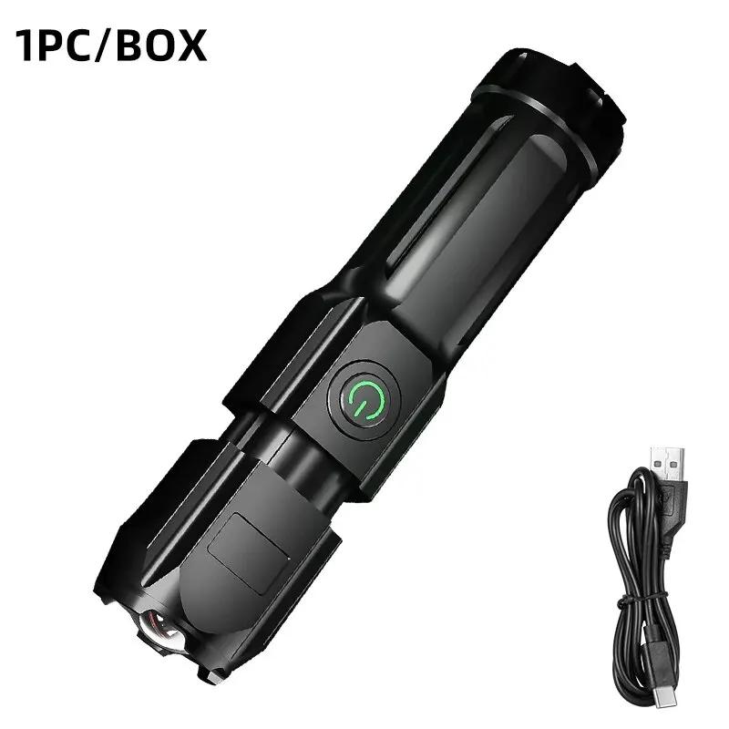 Lanterna Tática LED Poderosa, 100000 Lumen, USB Recarregável, 18650 Impermeável, Zoom, Caça, Pesca - Image 1