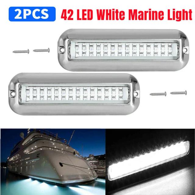 Iluminação Subaquática em Aço Inoxidável para Barcos: Lâmpada LED Waterproof com 42 LEDs para Cabine, Deck e Transom
