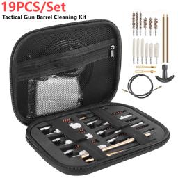 19 pçs/set tático arma barril kit de limpeza para arma arma rifle pistola ferramenta escova para. 22/.38/9mm/.40/.45 calibre ferramenta caça - Image 1